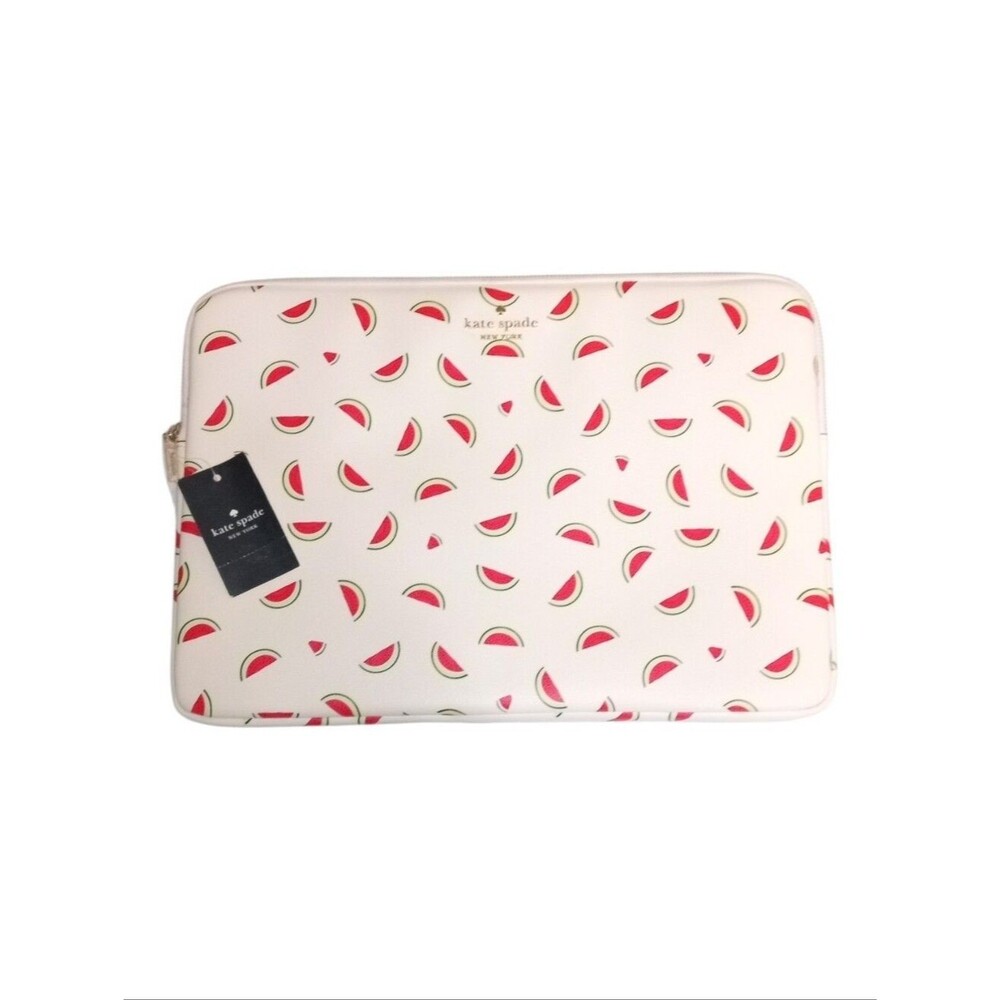New Kate Spade Universal Laptop Sleeve Watermelon Cream Leather NWT